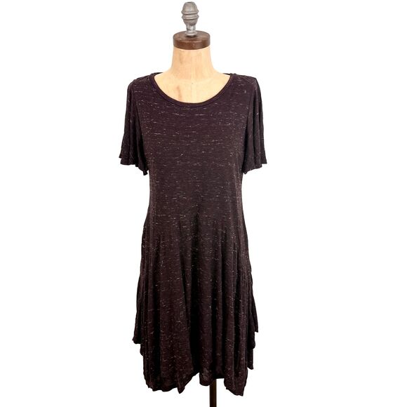 DOLAN Anthropologie Melanie Knit Dress M Flutter Sleeve Left Coast Plum EUC  B8 - Picture 2 of 6